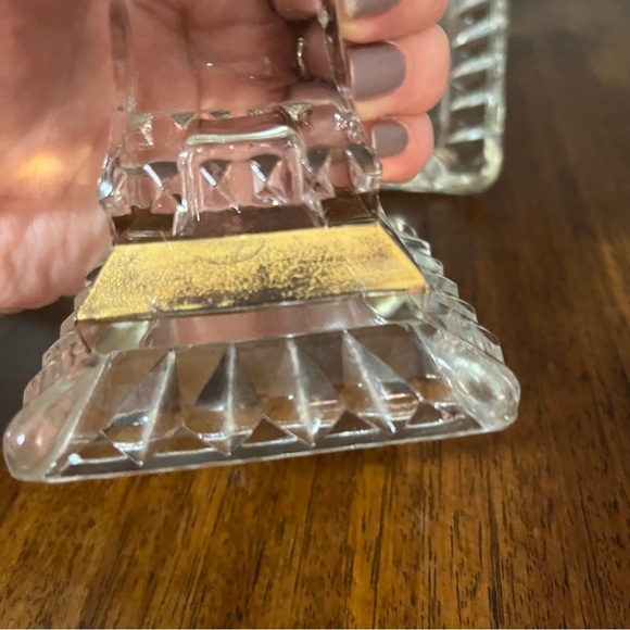 Mid-Century Modern gold-trimmed glass candy dish with a lid. - Picture 14 of 14